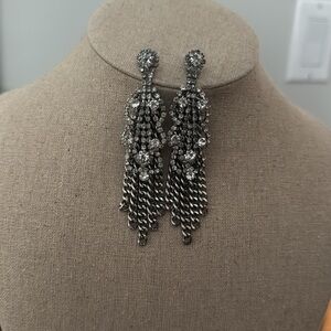 Stella and Dot Petra - Silver Chain and clear stones Dangle Earrings